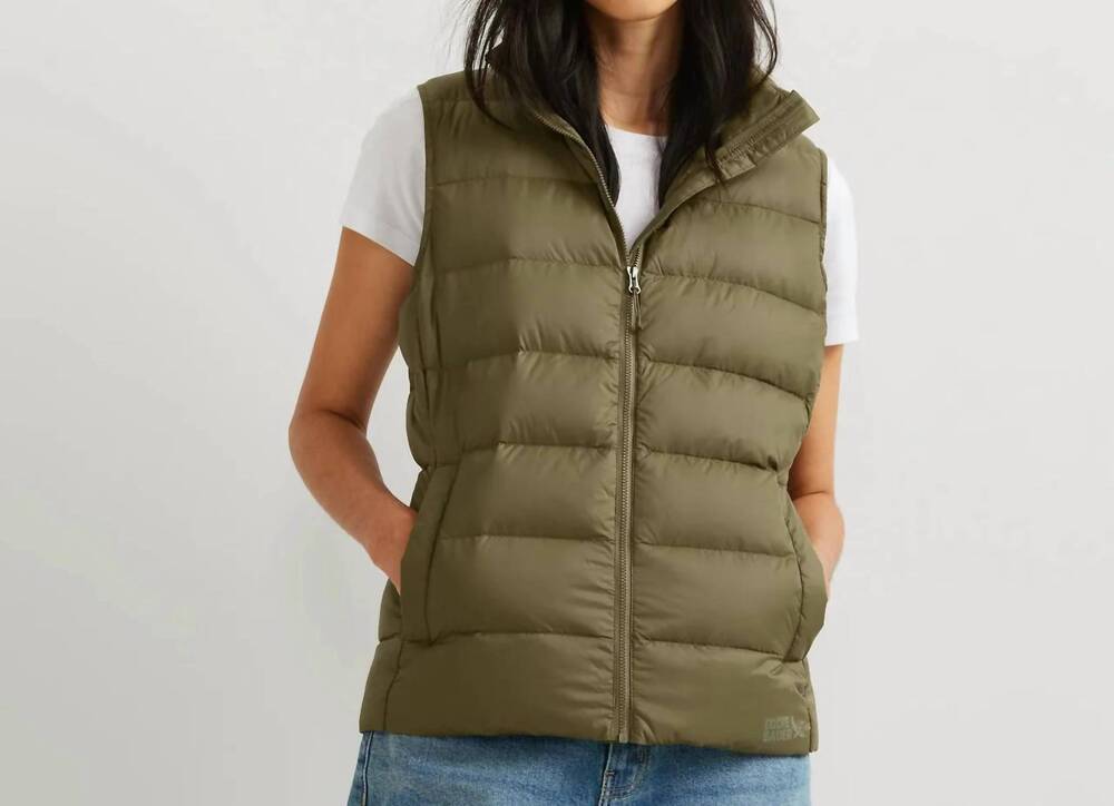 NEW EDDIE BAUER cirruslite down vest in alder green